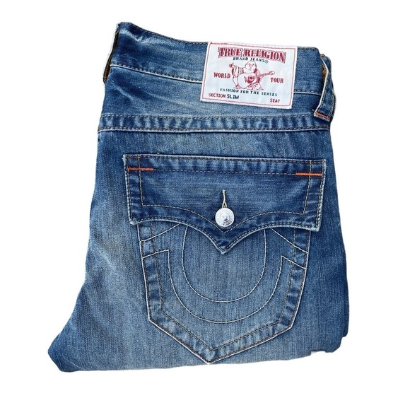 True Religion Jeans Size 34 SLIM Blue - Picture 1 of 9